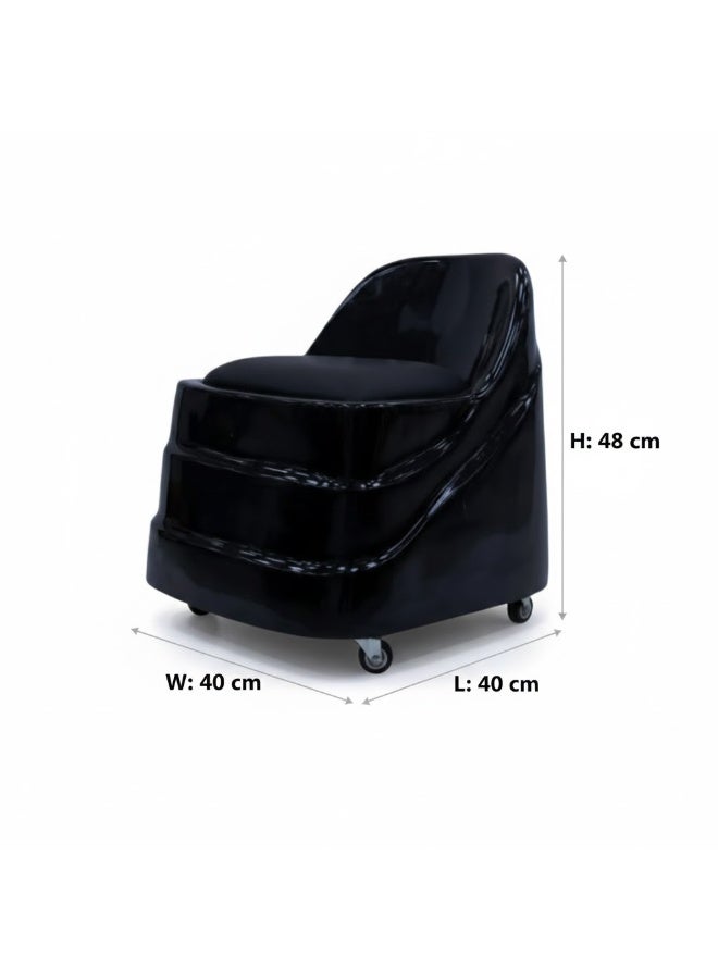 كرسي ستول جلوبالستار باللون الأسود مع مقعد جلدي – كرسي دوار قوي لصالونات التجميل والمنتجعات الصحية - Image 4